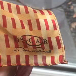 Oscar de la Renta Vintage scarf 12” X 51” golden yellow red orange floral